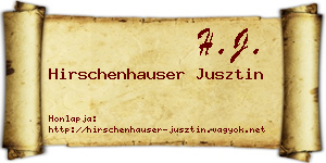 Hirschenhauser Jusztin névjegykártya