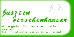 jusztin hirschenhauser business card